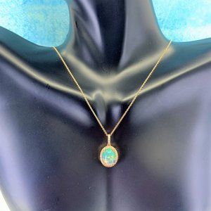 14K Rose Gold Ethiopian Opal & Diamond Pendant